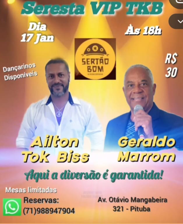 É SHOW CANTOR  GERALDO MARROM. CONTATO SHOWS DE EVENTOS      71 9988-6677   https://www.facebook.com/geraldo.marrom    DIVERSÃO  GARANTIDA
