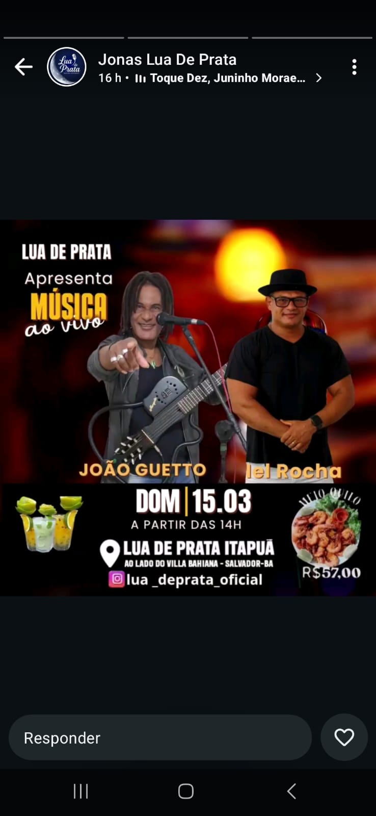 VIOLEIRO JOÃO GUETTO FORROZEIRO & SERESTEIRO  & IEL ROCHA  DOMINGAÇO É  NA CASA DE SHOW LUA DE PRATA ITAPOA SALVADOR BAHIA