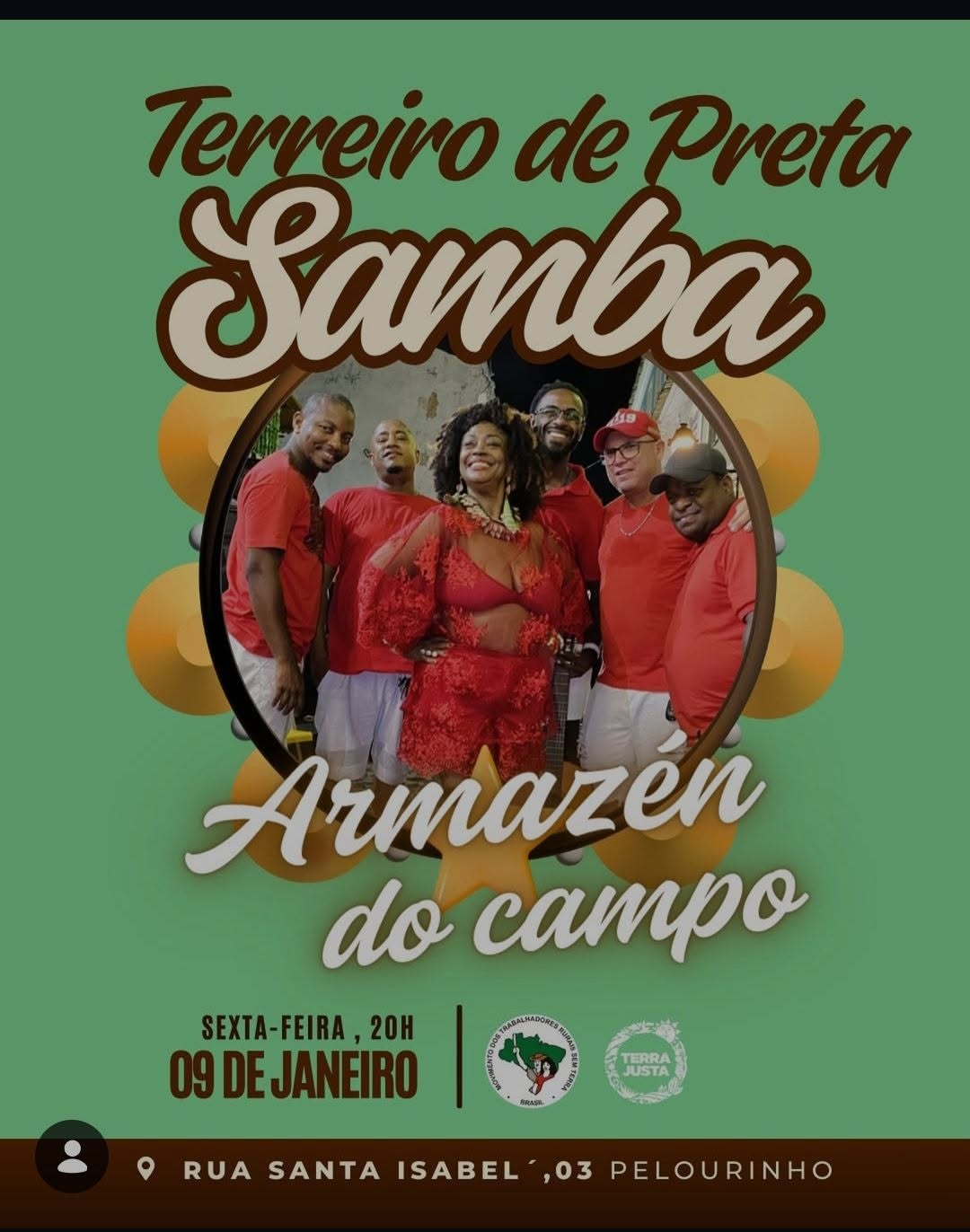JOSIANE CLIMACO  / CANTORA DE SAMBA TERREIRO DE PRETA  NO ARMAZÉM DO CAMPO  É HOJE  09.01.2025, ÁS 20 HS, ARMAZÉM DO CAMPO  /  RUA SANTA ISABEL,  03 PELOURINHO SALVADOR BAHIA