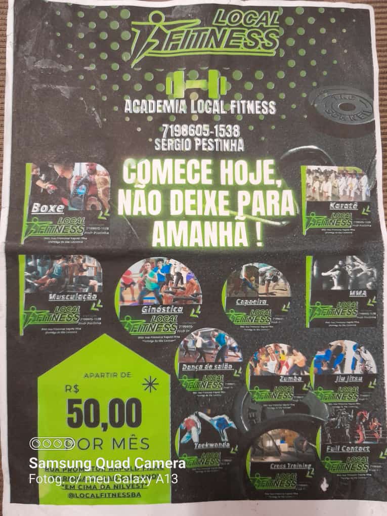 PROMOÇÃO R$ 50,00 PARA TODOS NO VERÃO.  ACADEMIA LOCAL FITNESS, PROFESSOR SÉRGIO PESTINHA. SÃO CAETANO, SUSSUNGA, SALVADOR / BAHIA CONTATO ZAP 71986051533. EM PROMOÇÃO 50,00. IMPERDÍVEL.
