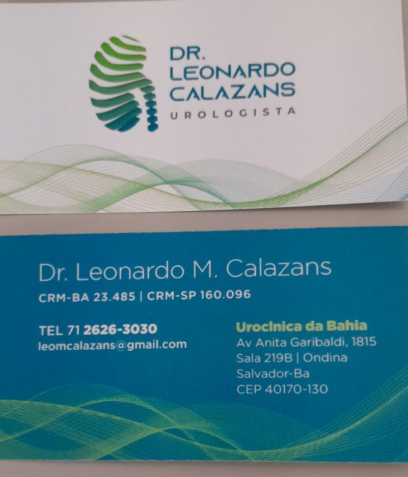 CLÍNICA UROLÓGICA DA BAHIA.  DR. LEONARDO CALAZANS CENTRAL DE MARCAÇÃO DE CONSULTAS 7126263030 ou 71991840840  CENTRO MÉDICO E EMPRESARIAL na  ANITA GARIBALDI, 1815  SALA 219 B, ONDINA, SALVADOR, BAHIA,